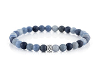 Abacus Matte Blue Aventurine, 6mm, Silver bracelet (2142429347894)