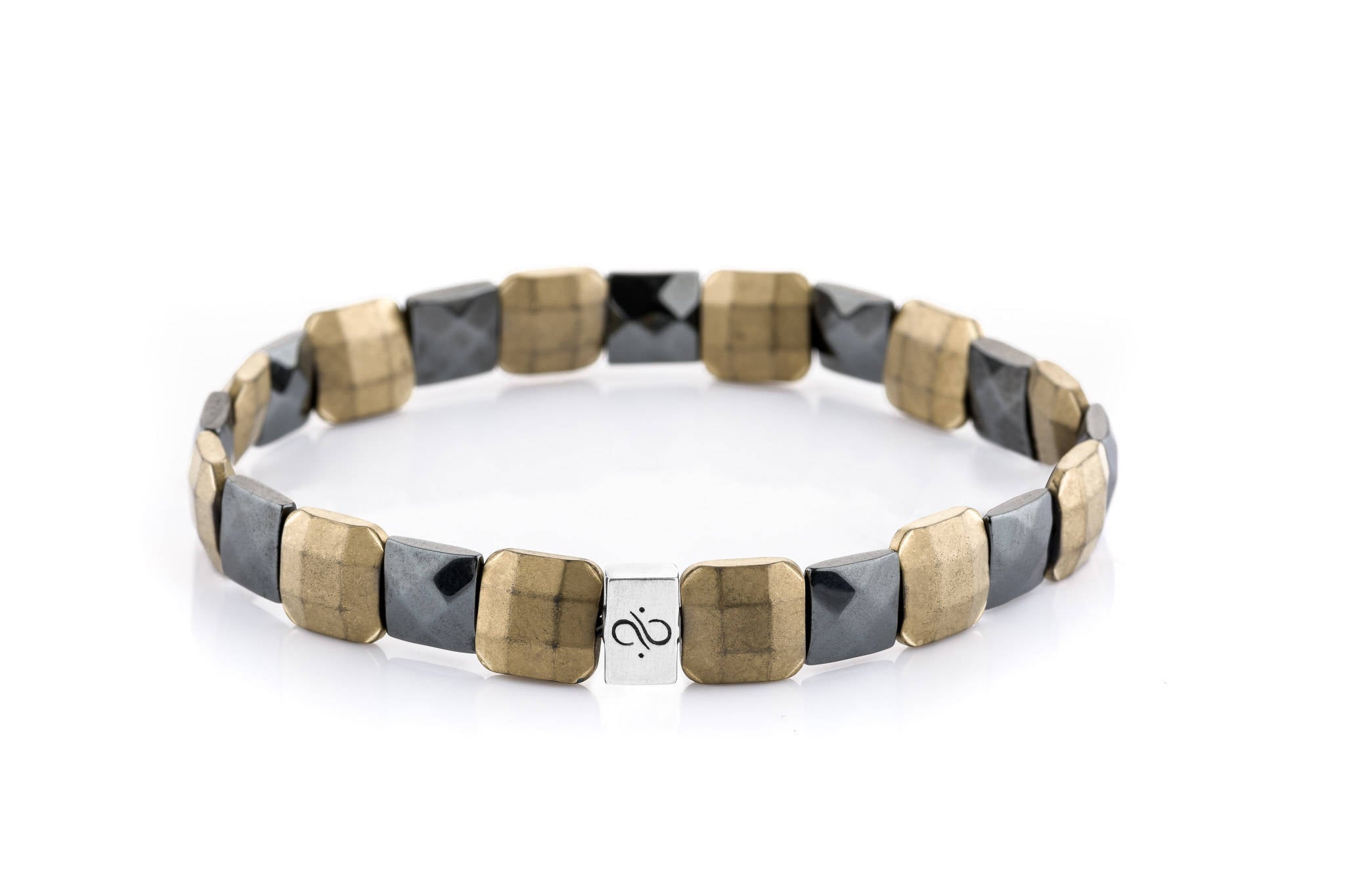 Ashlar Matte Silver and Gold Hematite Pair (6788282253366)