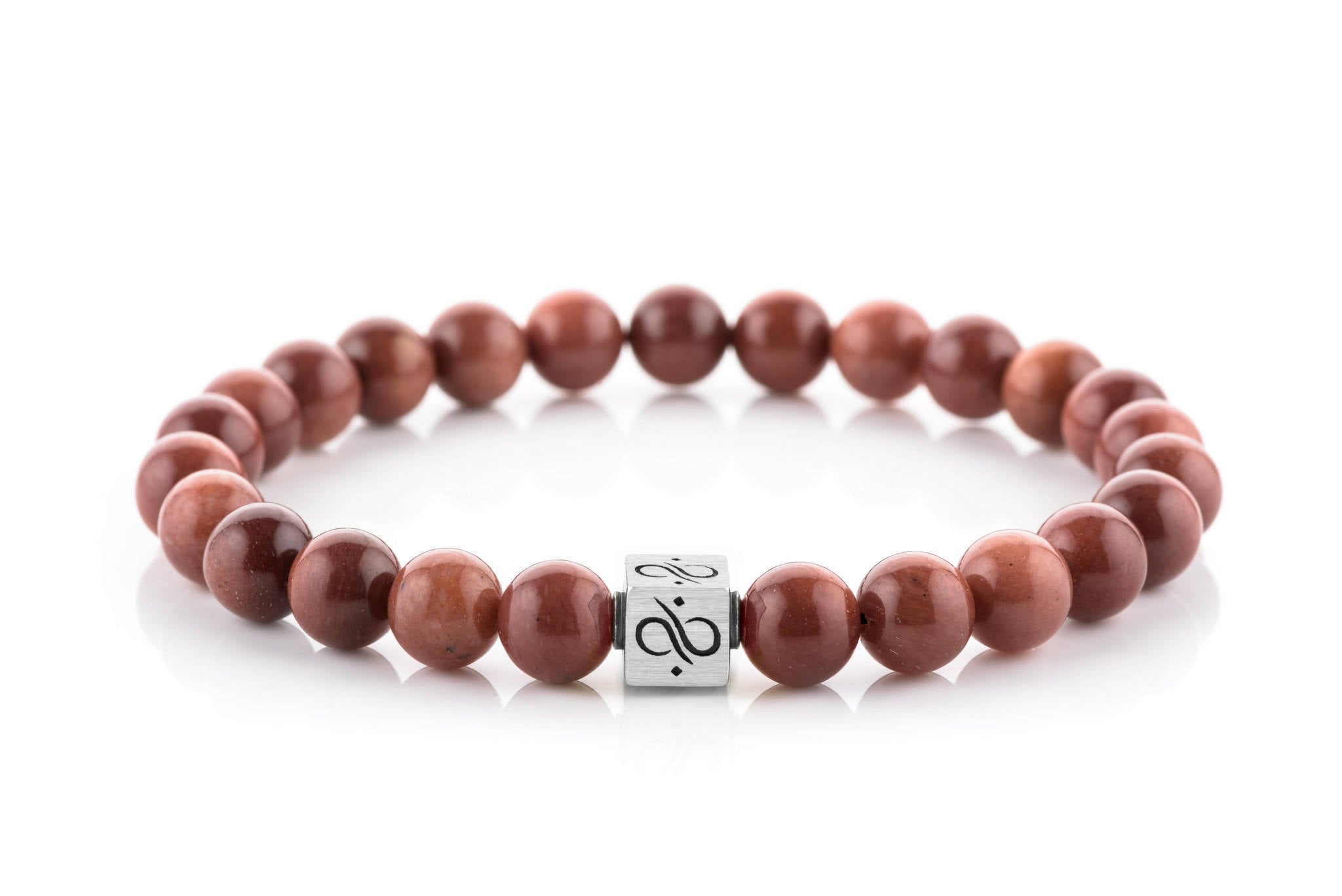 Classic Chestnut Jasper, 8mm, Silver bracelet (6837637120054)