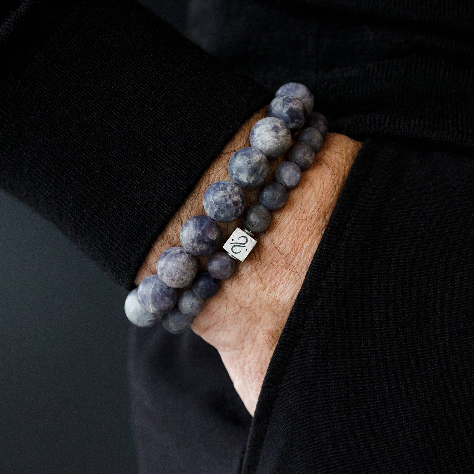 Classic Matte Iolite, 12mm, Silver bracelet (6837632466998)