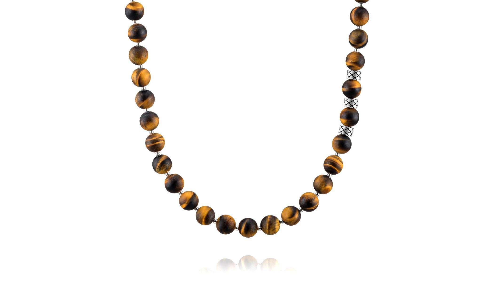 Prime Matte Tiger Eye and Silver, 8mm, Silver necklace (2060133400630)