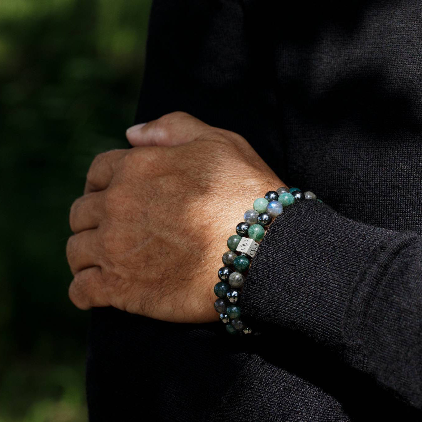 Classic Mixed Ferrum, 8mm, Silver bracelet (1916603039798)